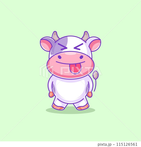 Cute cow sticking out her tongue 115126561