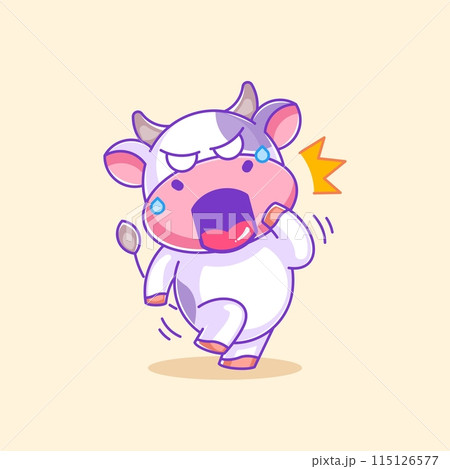 A cute cow is being surprised 115126577