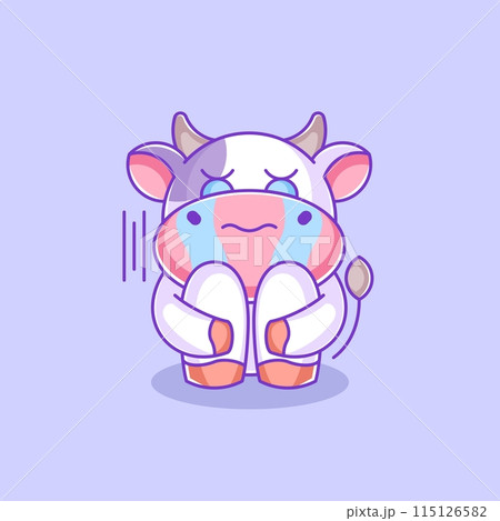 Cute cow sad and crying Cute cow sad and crying 115126582
