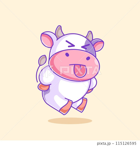 Cute cow sticking out her tongue 115126595