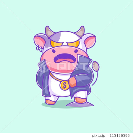 Cute cow wearing a jacket cartoon Cute cow wearing a jacket cartoon 115126596