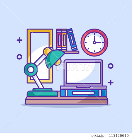 Home office wall with clock cartoon Home office wall with clock cartoon 115126610