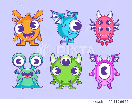 Collection of cute monster character designs 115126651