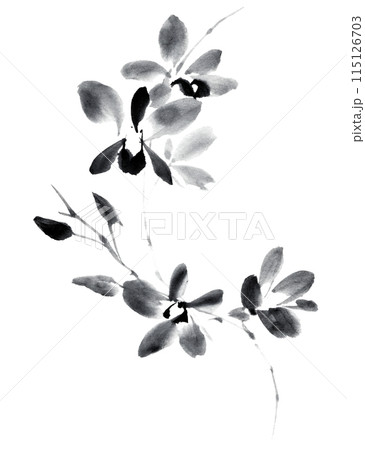 水墨画技法で描いたデンドロビューム 115126703