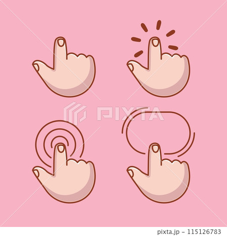Set of touch icons hand drawn cartoon 115126783