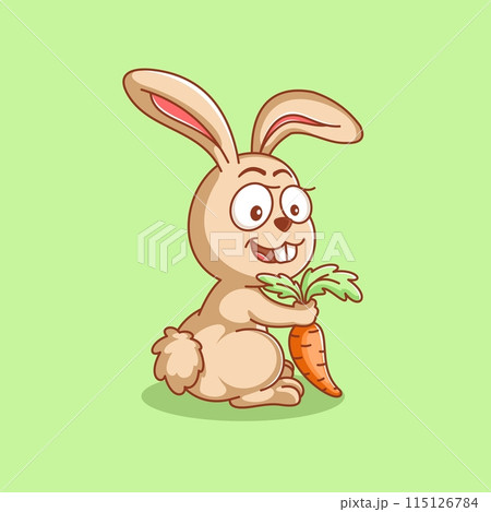 Cartoon style bunny carrying carrots 115126784