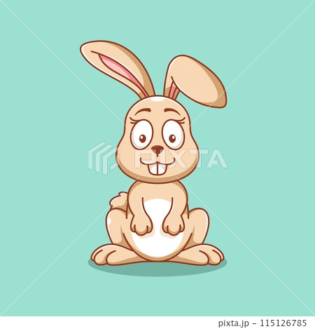 Cartoon style sitting bunny design 115126785
