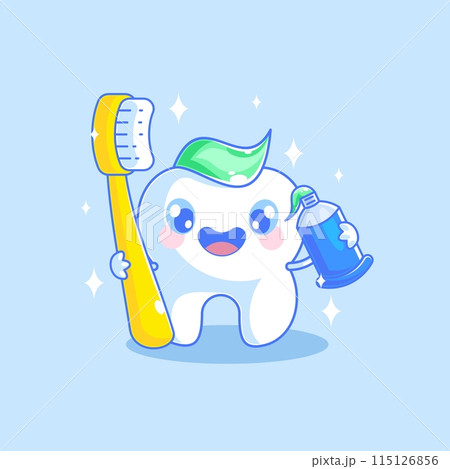 Tooth and toothbrush cartoon design Tooth and toothbrush cartoon design 115126856