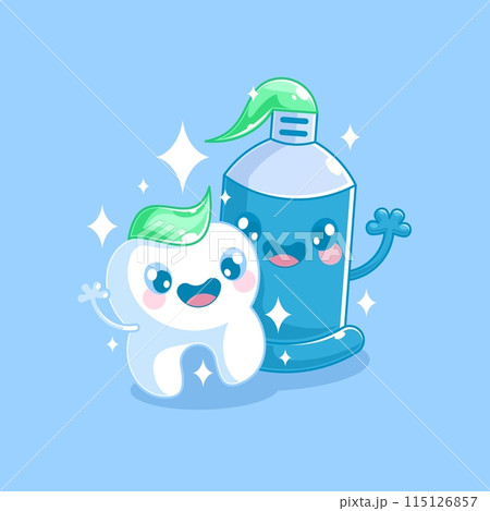 Tooth and toothpaste cartoon design Tooth and toothpaste cartoon design 115126857