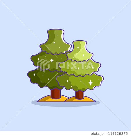 Two fir trees cartoon design 115126876