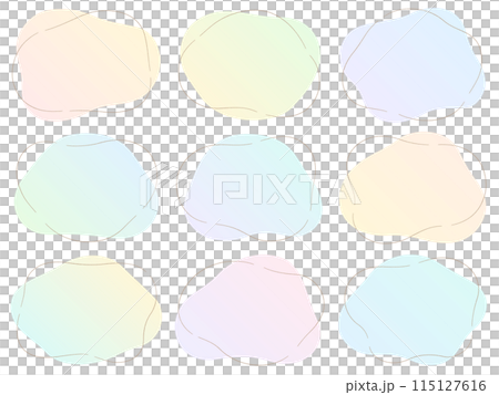 Colorful soft shapes and hand-drawn line frames set 115127616