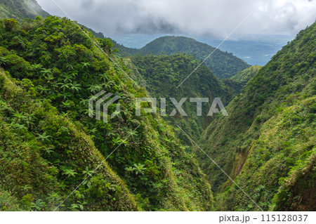 a lot of clouds over the mountain and jungle 115128037