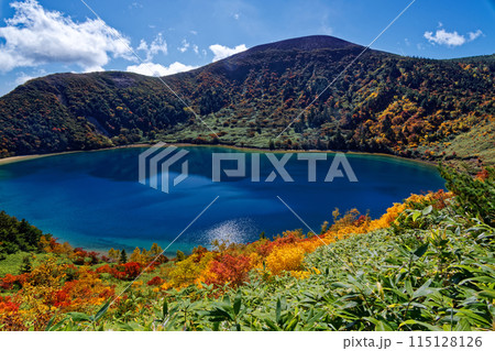 紅葉の五色沼と吾妻連峰・一切経山 115128126