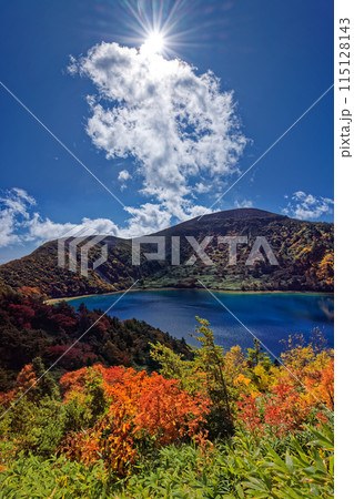 紅葉の五色沼と吾妻連峰・一切経山 115128143