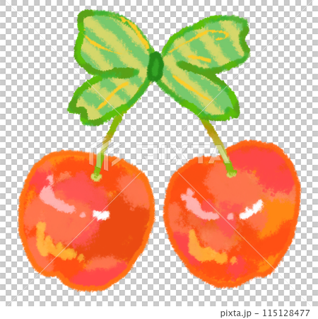 新鮮櫻桃和絲帶的插圖 115128477