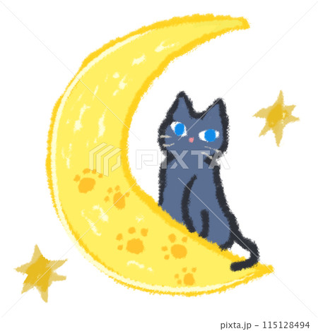 三日月の上に乗る黒猫 三日月の上に乗る黒猫 115128494