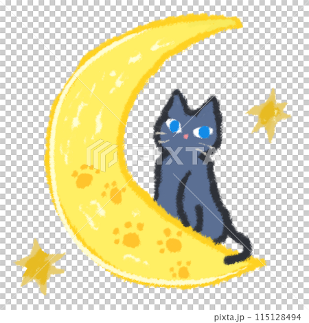 三日月の上に乗る黒猫 三日月の上に乗る黒猫 115128494