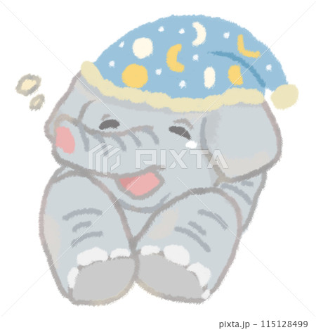 眠たくて大あくびをするゾウ 115128499