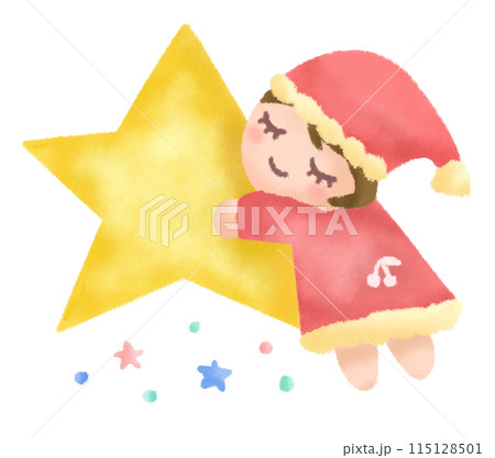 気持ちよさそうに眠る星を持った女の子 115128501