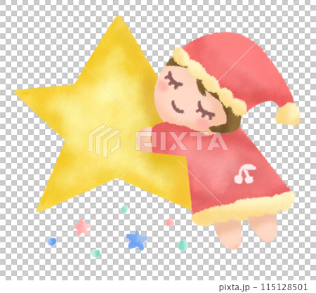 気持ちよさそうに眠る星を持った女の子 115128501