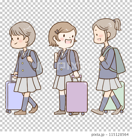 Illustration of a school trip with a suitcase 115128564