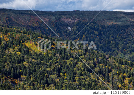 吾妻連峰縦走路から見る弥兵衛平と明月荘 115129003