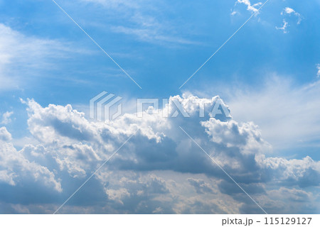 初夏の晴天の青空を夏雲が浮遊するタイムラプス 115129127