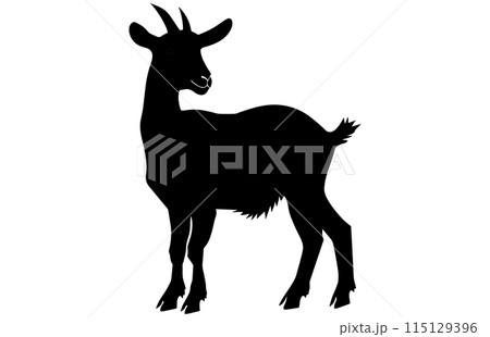 Black Alpine Goat Silhouette, Alpine ibex silhouette illustration 115129396