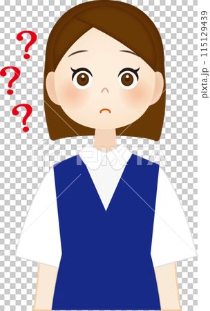 A female office worker with her eyes wide open in doubt 115129439