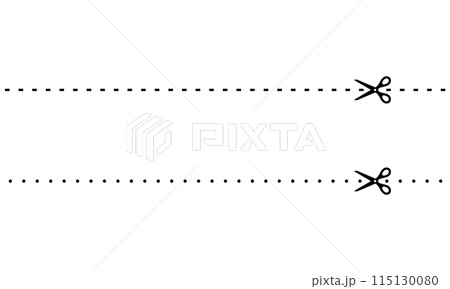 切り取り線とハサミのアイコン ベクターイラスト 切り取り線とハサミのアイコン ベクターイラスト 115130080