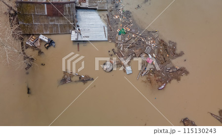 Global warming, floods on the planet.The apocalypse, catastrophes.Storms and destruction.Natural disasters,climate change,the riot of nature.The remnants of human life are floating in dirty water.End 115130243