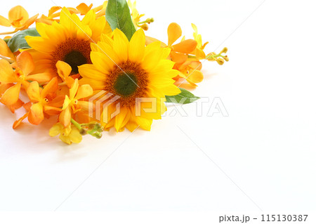 ひまわりとモケラの花束 115130387