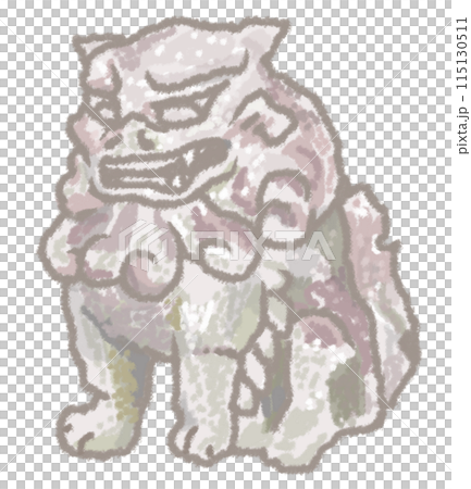 Illustration of the guardian lion of a shrine 115130511