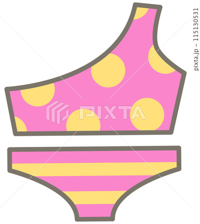 Kid hand drawn cute colorful happy bikini day polkadot bikini 115130531