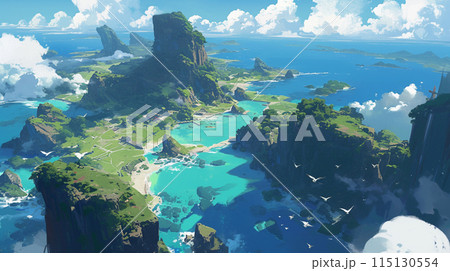 空から見た島の風景、美しい海 空から見た島の風景、美しい海 115130554