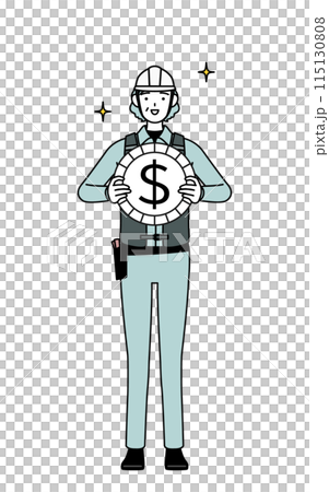 Image of exchange rate gains and strong dollar, senior female engineer in helmet and work clothes Image of exchange rate gains and strong dollar, senior female engineer in helmet and work clothes 115130808