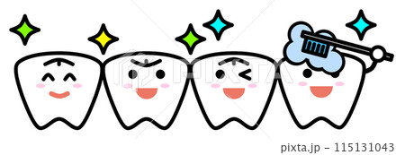 歯医者で虫歯を綺麗に治療する歯のイラスト 115131043
