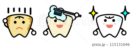 歯医者で虫歯を綺麗に治療する歯のイラスト 115131046