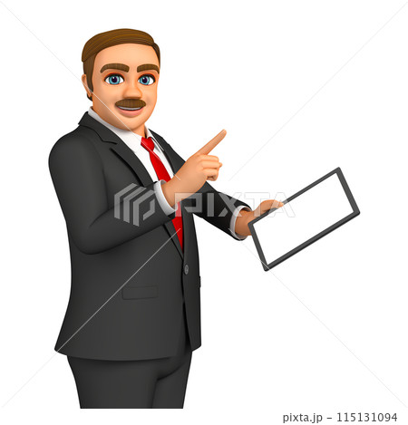 太ったビジネスマンがタブレットを操作している 太ったビジネスマンがタブレットを操作している 115131094
