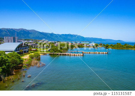【びわ湖風景】琵琶湖大橋からのマリンブルーの眺め 【びわ湖風景】琵琶湖大橋からのマリンブルーの眺め 115131587