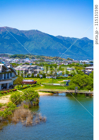 【びわ湖風景】琵琶湖大橋からのマリンブルーの眺め 115131590