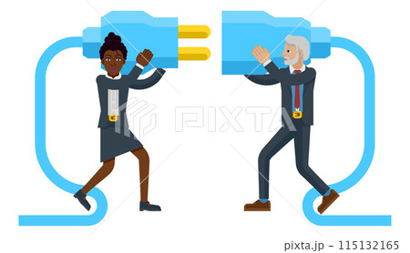 Connecting Electrical Plug Together People Concept 115132165