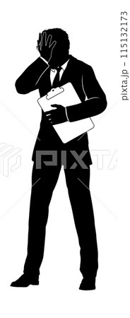 Business People Man With Clipboard Silhouette Business People Man With Clipboard Silhouette 115132173