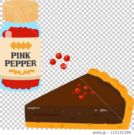 ピンクペッパーを使用したチョコレートタルト ピンクペッパーを使用したチョコレートタルト 115132199