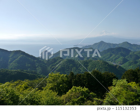 伊豆パノラマパークから見る駿河湾と富士山 伊豆パノラマパークから見る駿河湾と富士山 115132353