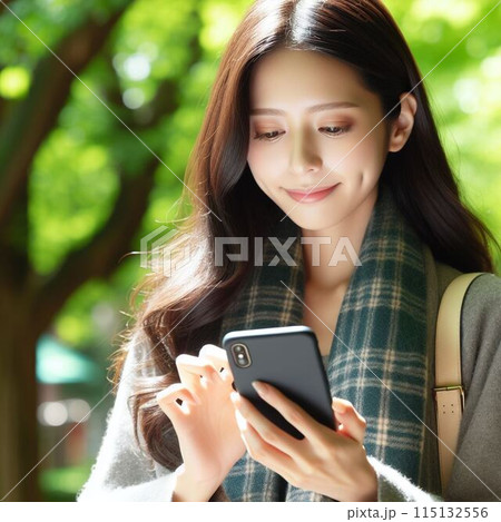 スマートフォンを操作する女性 115132556