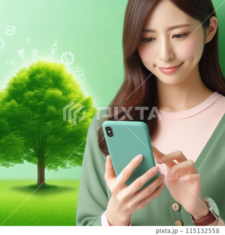 スマートフォンを操作する女性 115132558