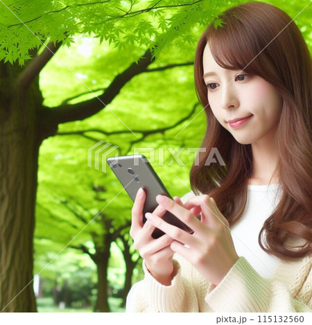 スマートフォンを操作する女性 115132560