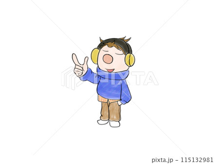 ヘッドフォンと男の子 115132981