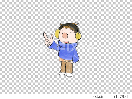 ヘッドフォンと男の子 115132981